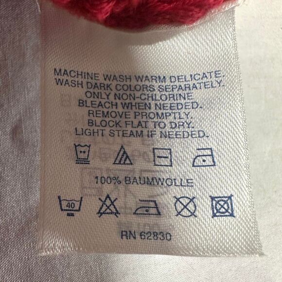 LANDS END Red Heavy Chunky Thick Cable Knit Full Zip Jacket Womens L Fisherman - Picture 4 of 5